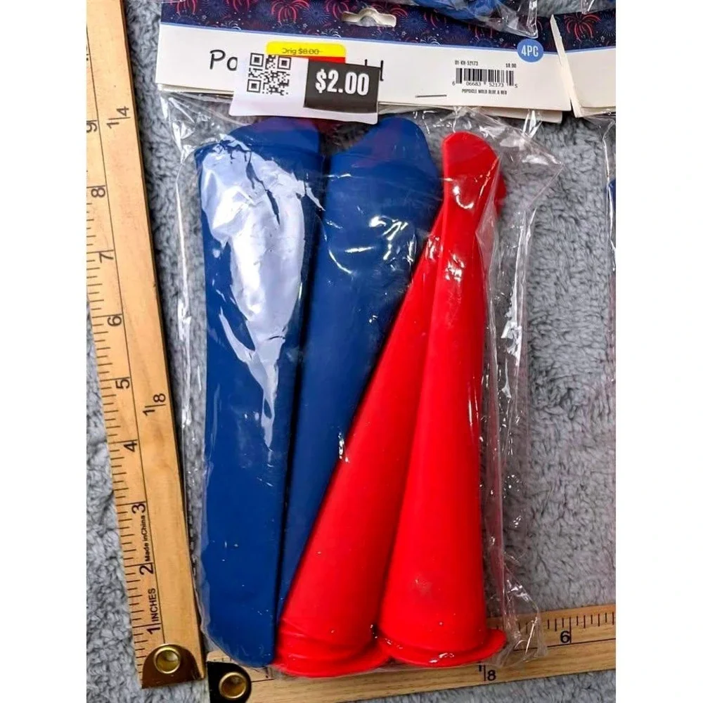 Unbranded Popsicle Mold Set 4pk Red Blue Silicone Squeeze Tubes 16 Total